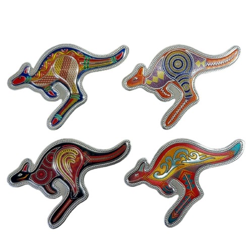 4 Magnet Fridge Kangaroo Australia Fauna Aboriginal Dot Art Animal