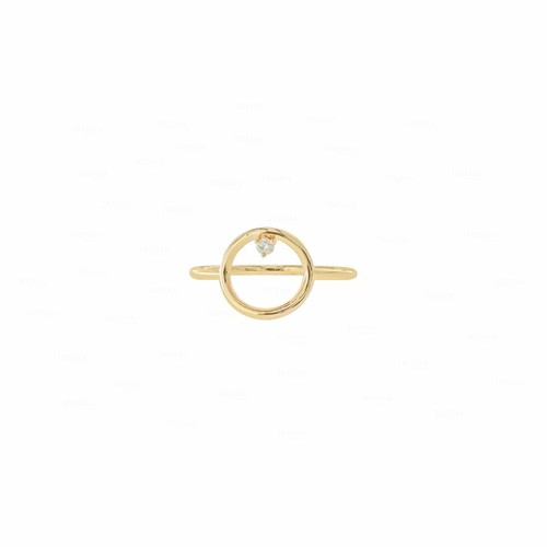 Pre-owned Irisha Designs Genuine Diamond Open Circle Engagement Ring 14k Gold Fine Jewelry In White