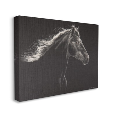 Stupell Strong Equestrian Portrait Minimal Black Horse Black 24 x 30