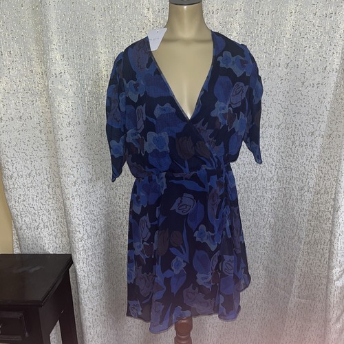 TED BAKER London Julea Ruched Sleeve Blue Floral Dress, NWT