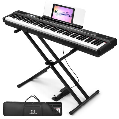 MUSTAR Full Size 88Key Semi Weighted Digital Piano Keyboard USB/MIDI,Pedal,Stand