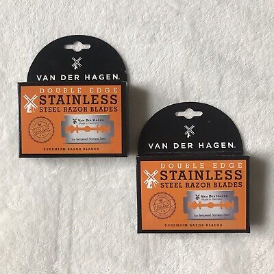 10 Blades -Van Der Hagen Stainless Steel Double Edge Razor Blades, 2 Boxes NEW
