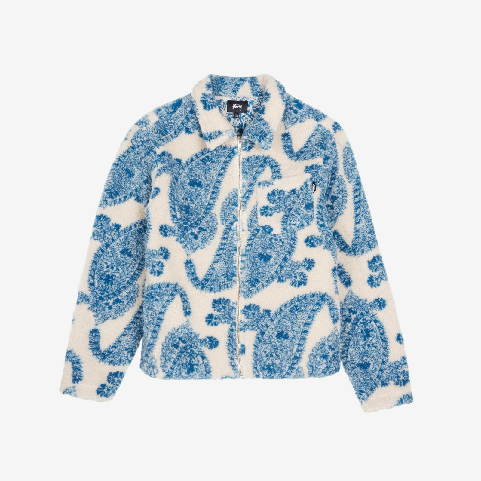 Stussy Big Paisley Sherpa Zip Up Fleece Jacket - Size Medium Stussy Big Paisley Sherpa Zip Up Fleece Jacket - Size Medium