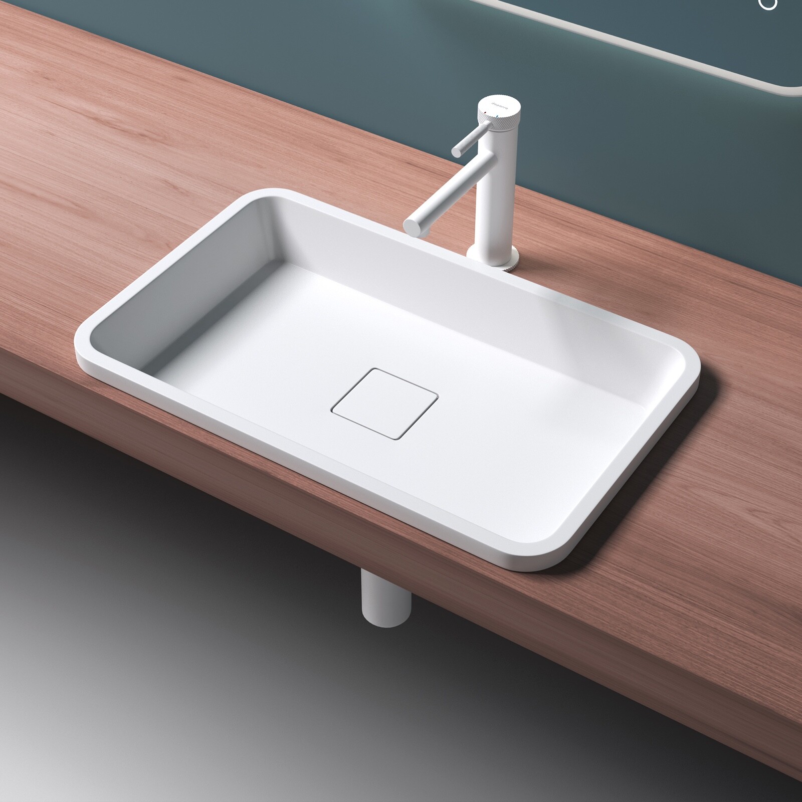 Mineralguss Waschbecken Einbauwaschbecken eckig