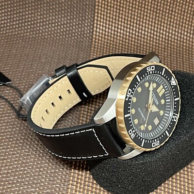 Pre-owned Citizen Nj0176-10e Black Leather Automatic Mechanical Analog Men's Dress Watch