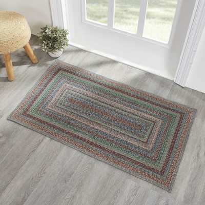 Farmhouse 27''x48'' Accent Rug Green Multi Braided Textured Floor Decor VHC Brands