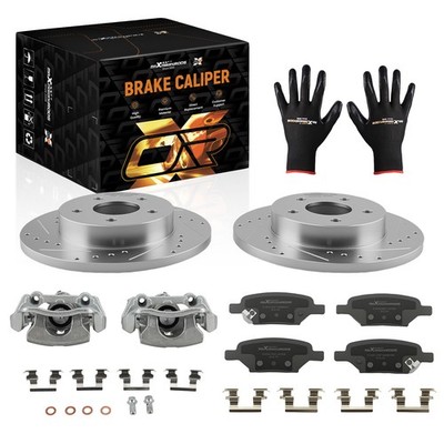 Rear Brake Rotors+Calipers w/Pads for Pontiac G5 2007-09/G6 2005-10/Pursuit 2006