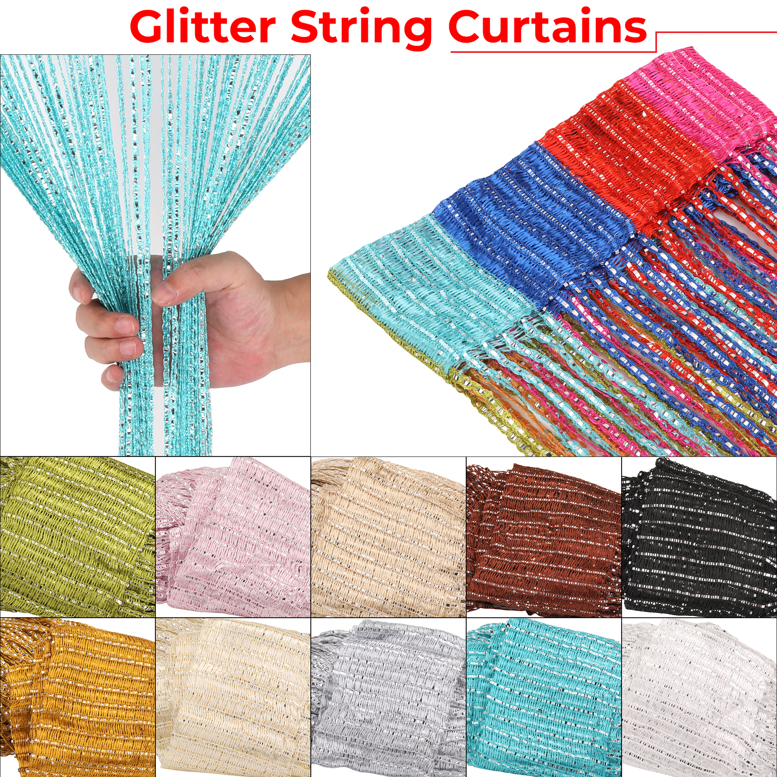 Hanging String Curtains Panels Door Fly Screen & Room Divider Voile Net Curtain