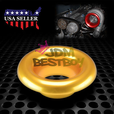 4'' Gold Short Ram Cold Air Intake Turbo Horn Aluminum Velocity Stack Adapter
