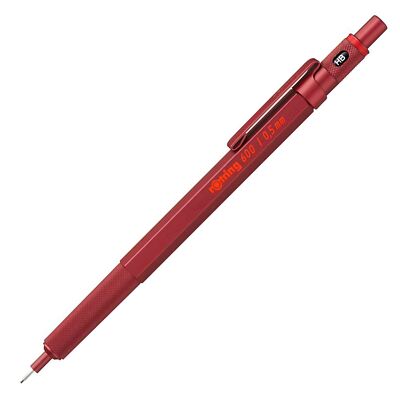 rotring 600 mechanical pencil hb 0.5 mm red all-metal body hexagonal barrel