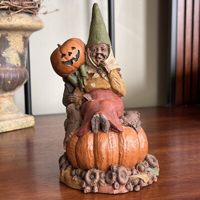 TOM CLARK Halloween TRIXIE AND TREAT 7  Gnome 1989 Pumpkin Head  SIGNED #61