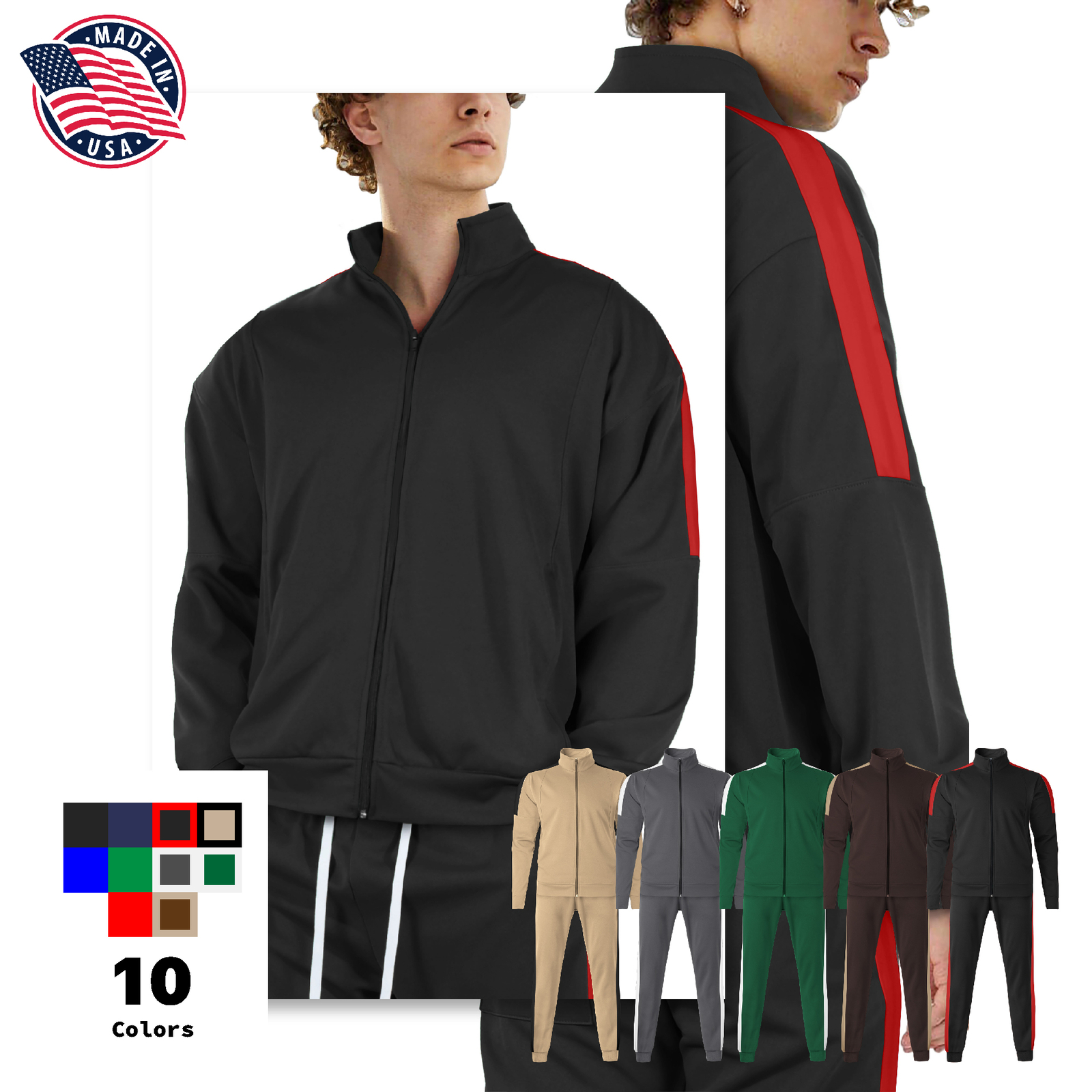 Mens Two Tone Tracksuit USA Made Striped Athletic Casual