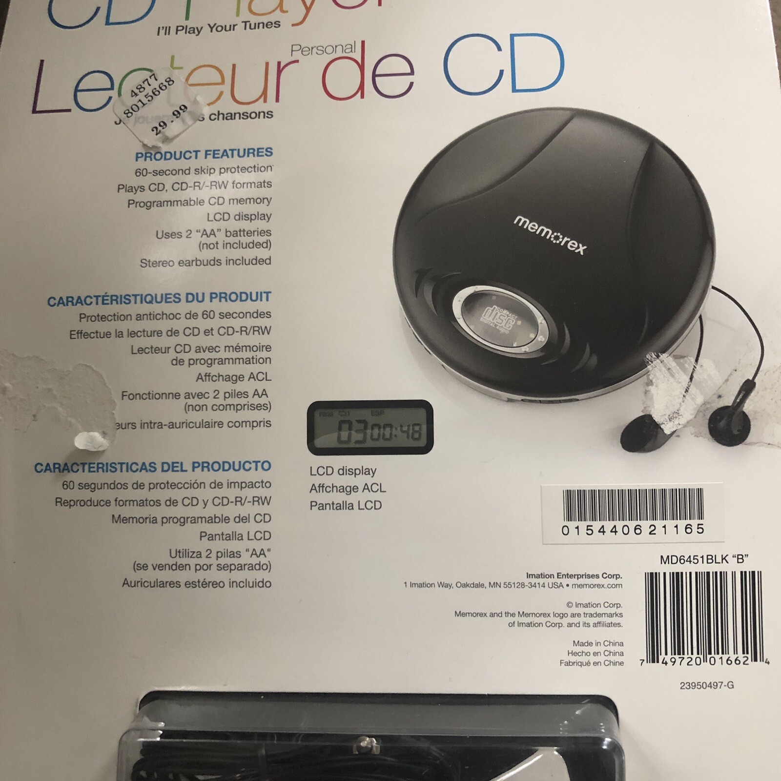 Memorex Personal CD Player LCD Display Ear Buds 60 Sec Skip Protection New