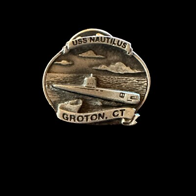 Vintage USS Nautilus SSN 571 Submarine SMALL Tie Clip Bar Groton CT US Navy