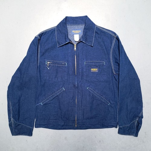 Vtg 60s Oshkosh Jacket Indigo Blue Denim Chore Barn Coat Workwear