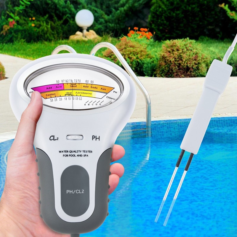 pH and Chlorine Tester Meter Analysis Water Monitor Quality Digital ...