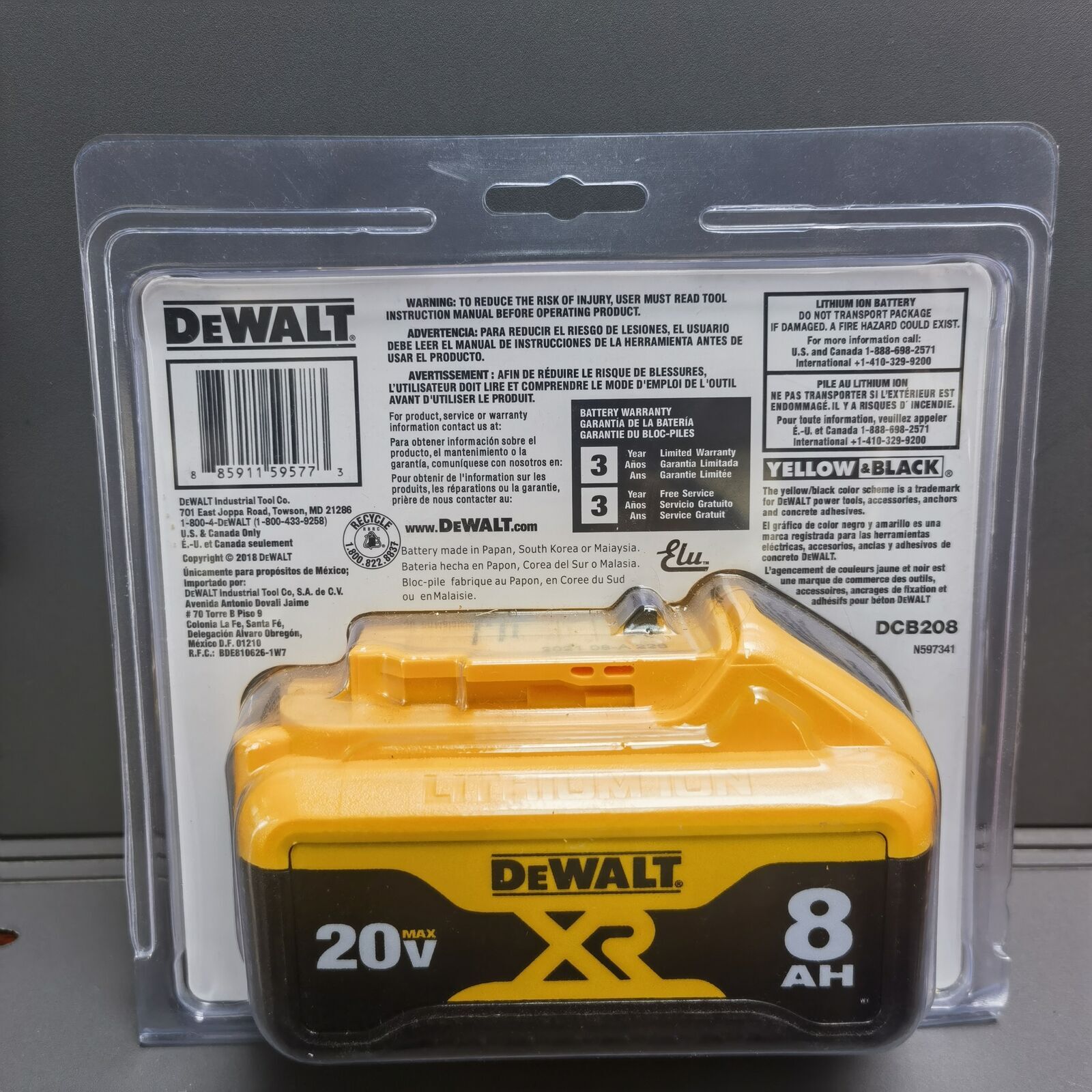 DEWALT DCB208-2 20V 20 VOLT MAX XR Lithium Ion 8.0 AH Battery 2 pack NEW