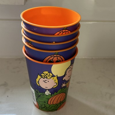 5 Hallmark-2012 Halloween Peanuts~ Linus~Sally~Snoopy~Great Pumpkin Plastic Cups