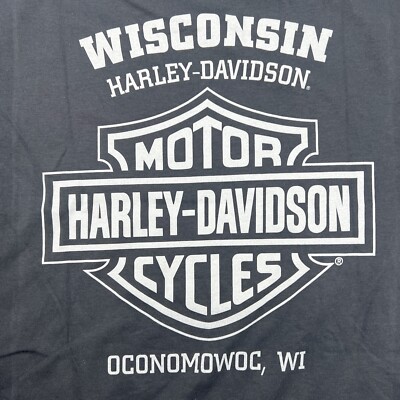 NWT 2010 WISCONSIN HARLEY DAVIDSON OCONOMOWOC, WI GRAY T SHIRT MENS SIZE SMALL