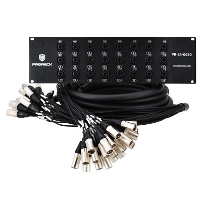 PRORECK 24Channel Rack Mount Splitter Snake Cable XLR TRS Combo 5ftx30ft Long