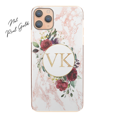 Pink Initial Phone Case;Personalised pink Marble Hard Cover For Sony Xperia