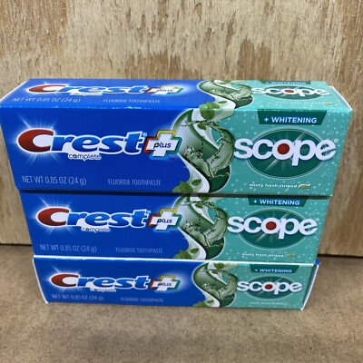 3 New Crest Complete Multi-Benefit Fluoride Toothpaste Whitening + Scope-Travel
