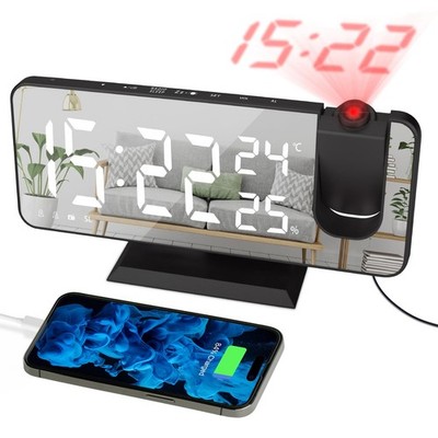 EVILTO Digital Alarm Clock Projector Radio Clock LED Temperature Display Radi...