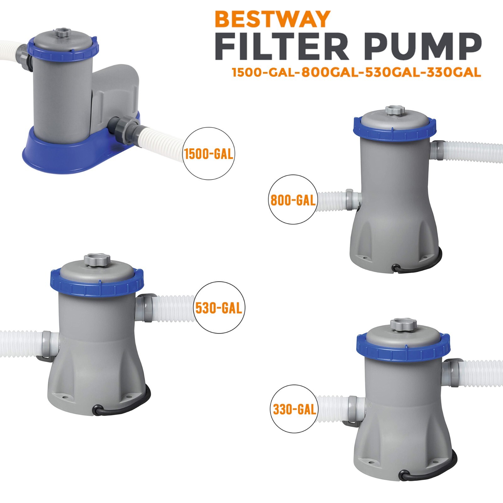 Bestway Flowclear Filter Pump 330/530/800/1500 gal Above Ground Swimming  Pool | eBay UK