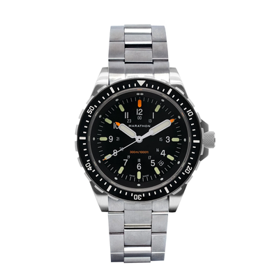 Pre-owned Marathon 46mm Jumbo Diver's Quartz (jsar) With Stainless Steel Bracelet 316l Sta