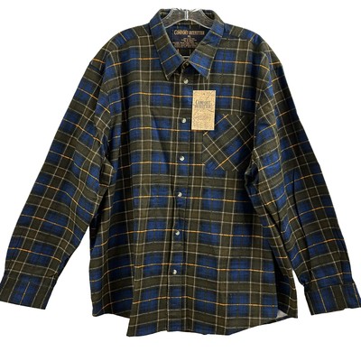 COMFORT OUTFITTER - Men Long Sleeve Size XL Blue  Plaid Button Down 100% Cotton