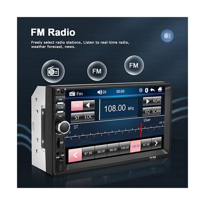 Nhopeew Double Din Car Stereo with Bluetooth and Backup Camera 7 Inch Touch S...