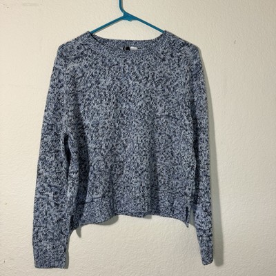 H And M Divided Pullover Sweater Womens Size Large Blue 