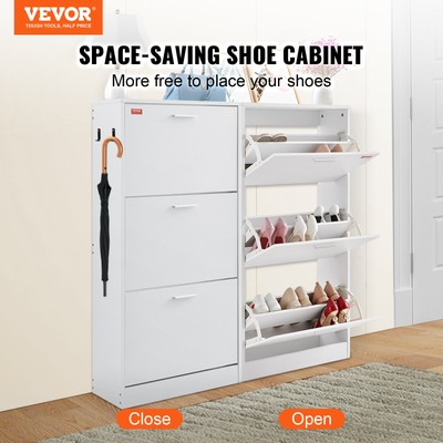 VEVOR Shoe Cabinet with 3 Flip Drawers Shoe Storage Cabinet for Entryway