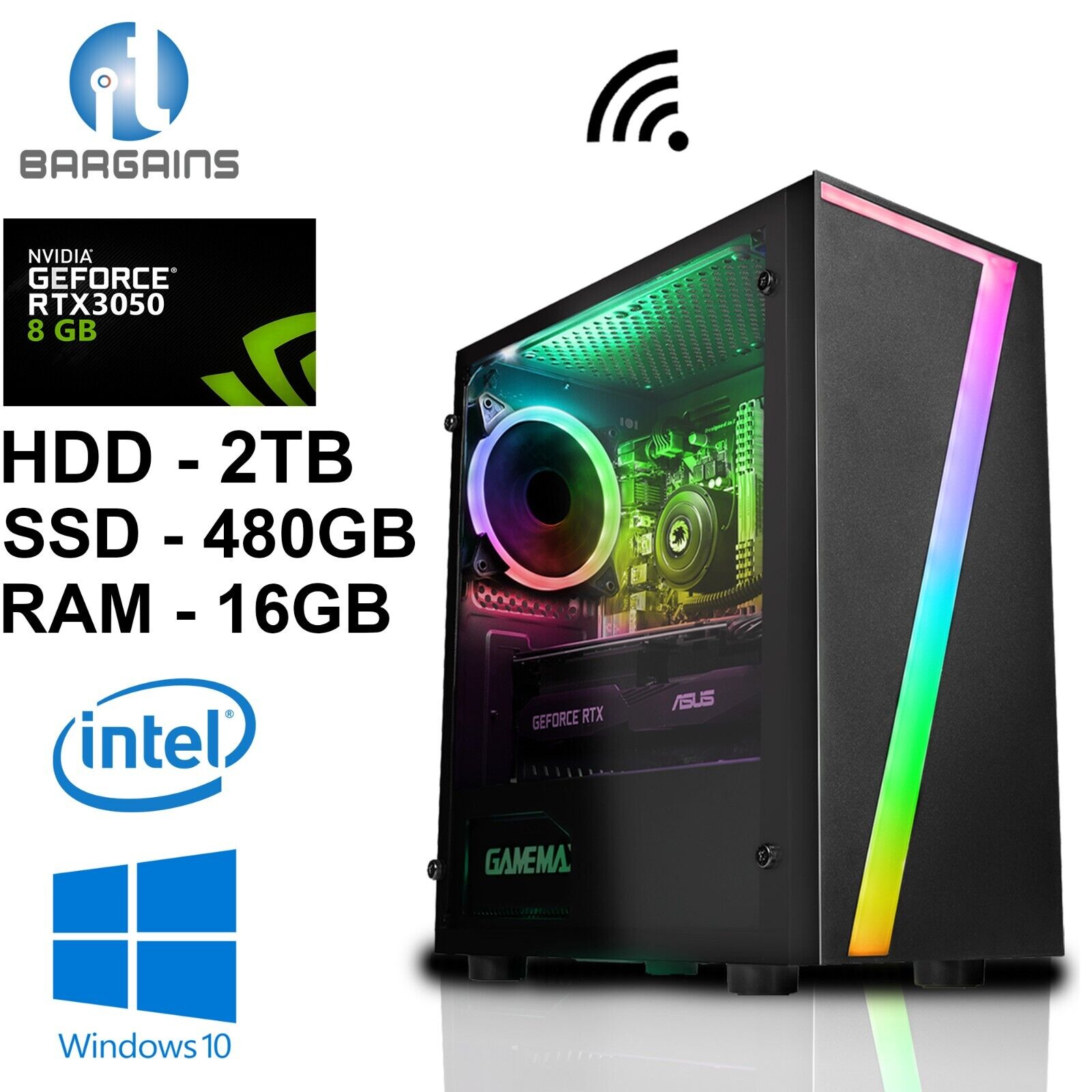 Desktop Gaming PC i3 i5 i7 16GB RAM NVIDIA RTX 3050 2TB + 480GB SSD - Windows 10 Desktop Gaming PC i3 i5 i7 16GB RAM NVIDIA RTX 3050 2TB + 480GB SSD - Windows 10