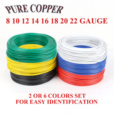 Automotive Primary Wire Pure Copper Harness 10 12 14 16 18 20 22 Gauge Pack Lot