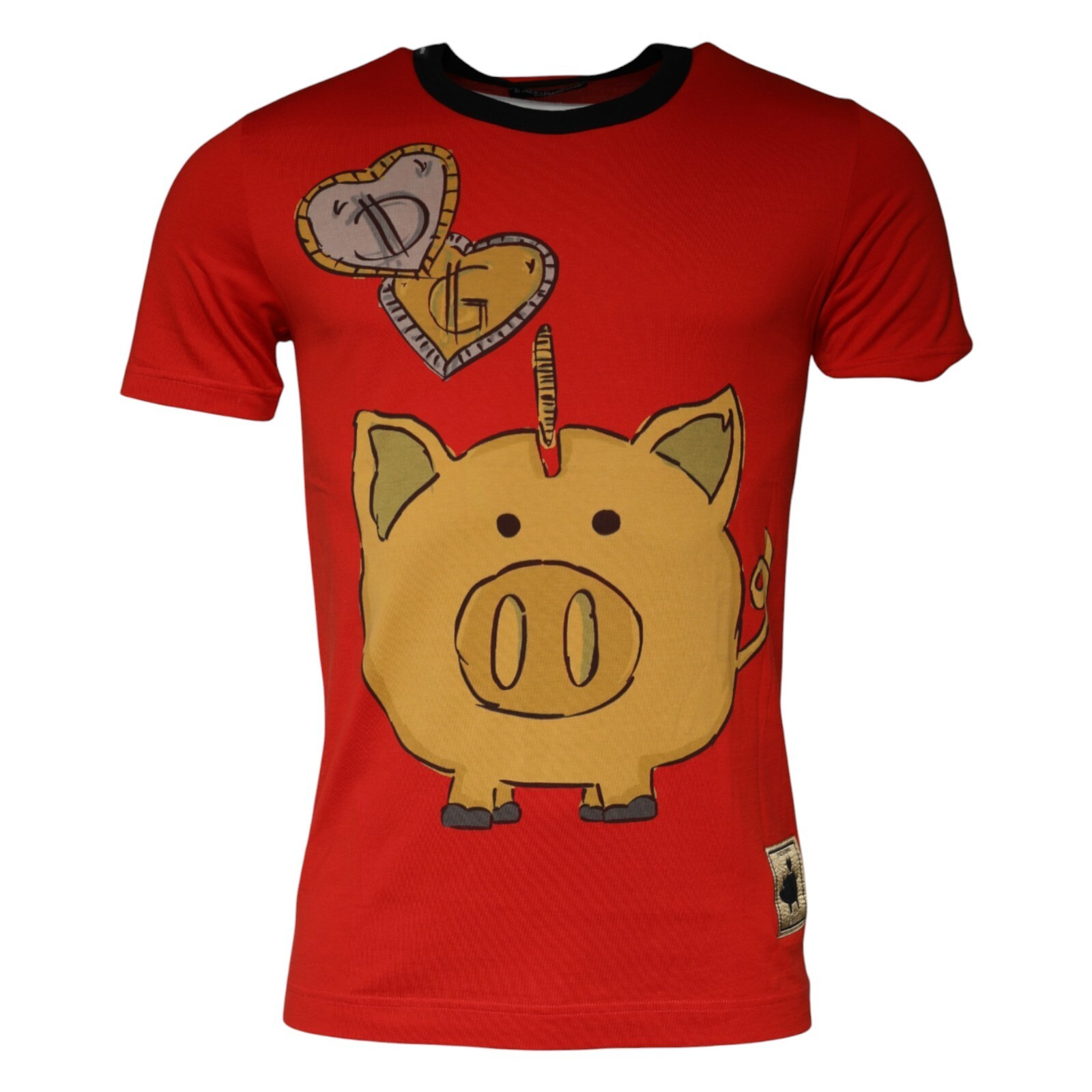 Футболка DOLCE & GABBANA красная 2019 Год Свиньи с коротким рукавом IT46/US36/S 370 долларов США