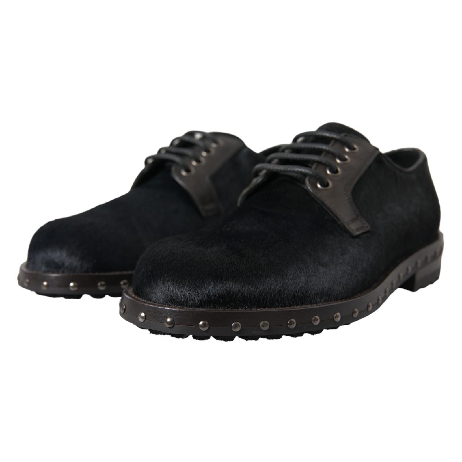 Pre-owned Dolce & Gabbana Shoes Dress San Pietro Black Stable Fur Derby Eu42 /us9 1120usd