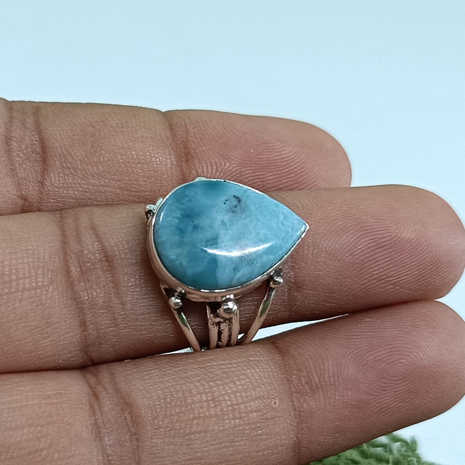 ◯larimar◯ Natural Caribbean Larimar Gemstone 925 Sterling Silver Gift