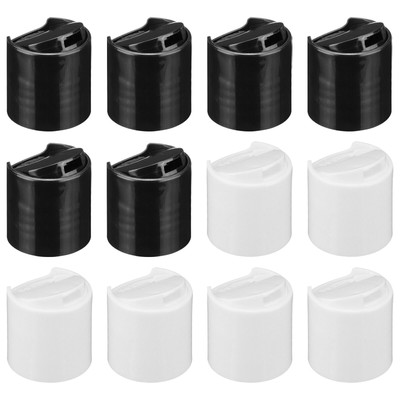 12Pcs 28/410 PP Plastic Disc Top Caps Press Cap, Replacement Caps, Black, White