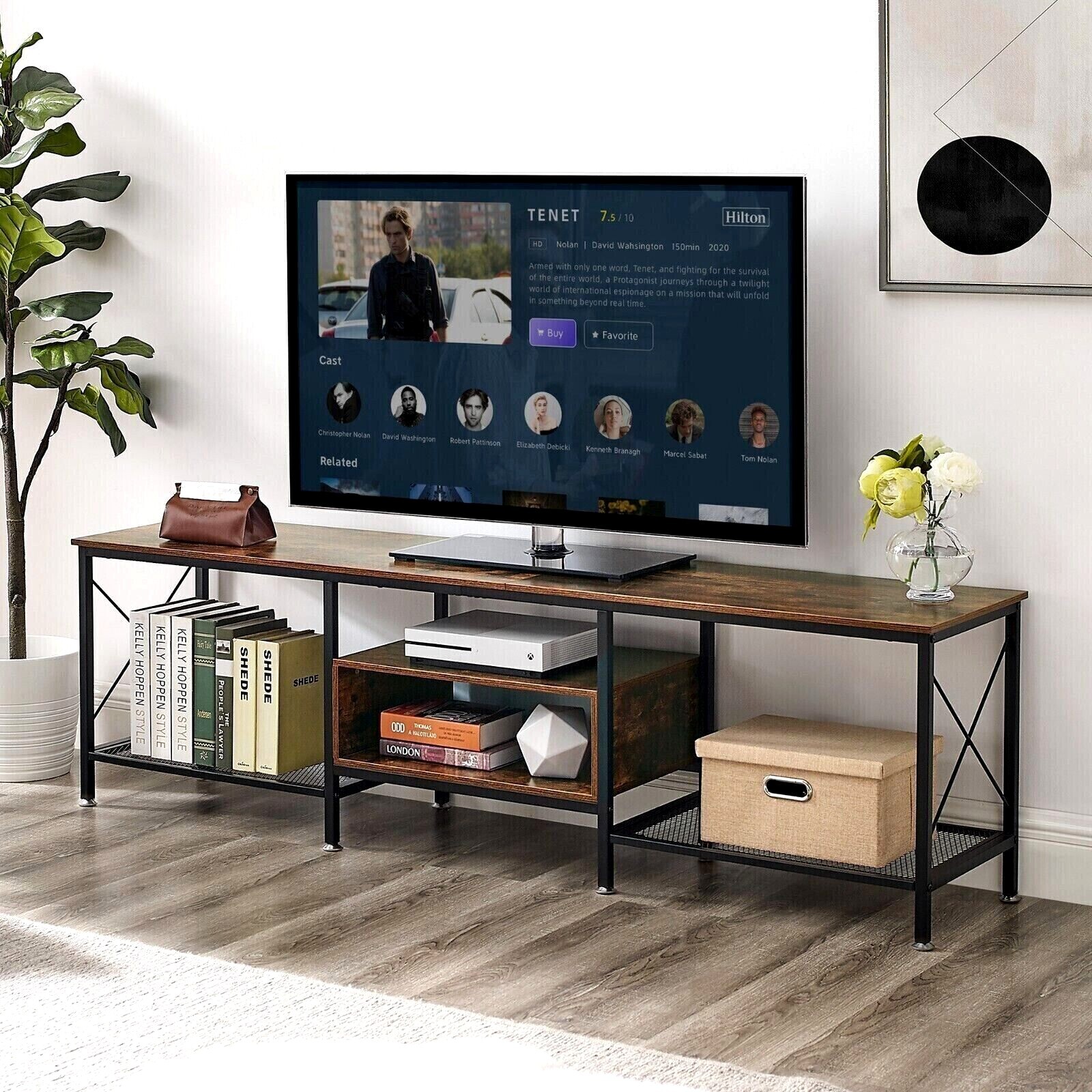 For 70'' Tv Entertainment Center Coffee Table Console Cabine