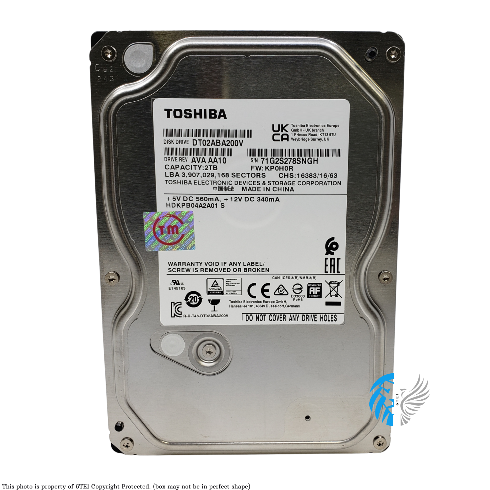 Commercial 【送料無料】 ☆ 2TB ☆ TOSHIBA / DT02ABA200V 【使用時間