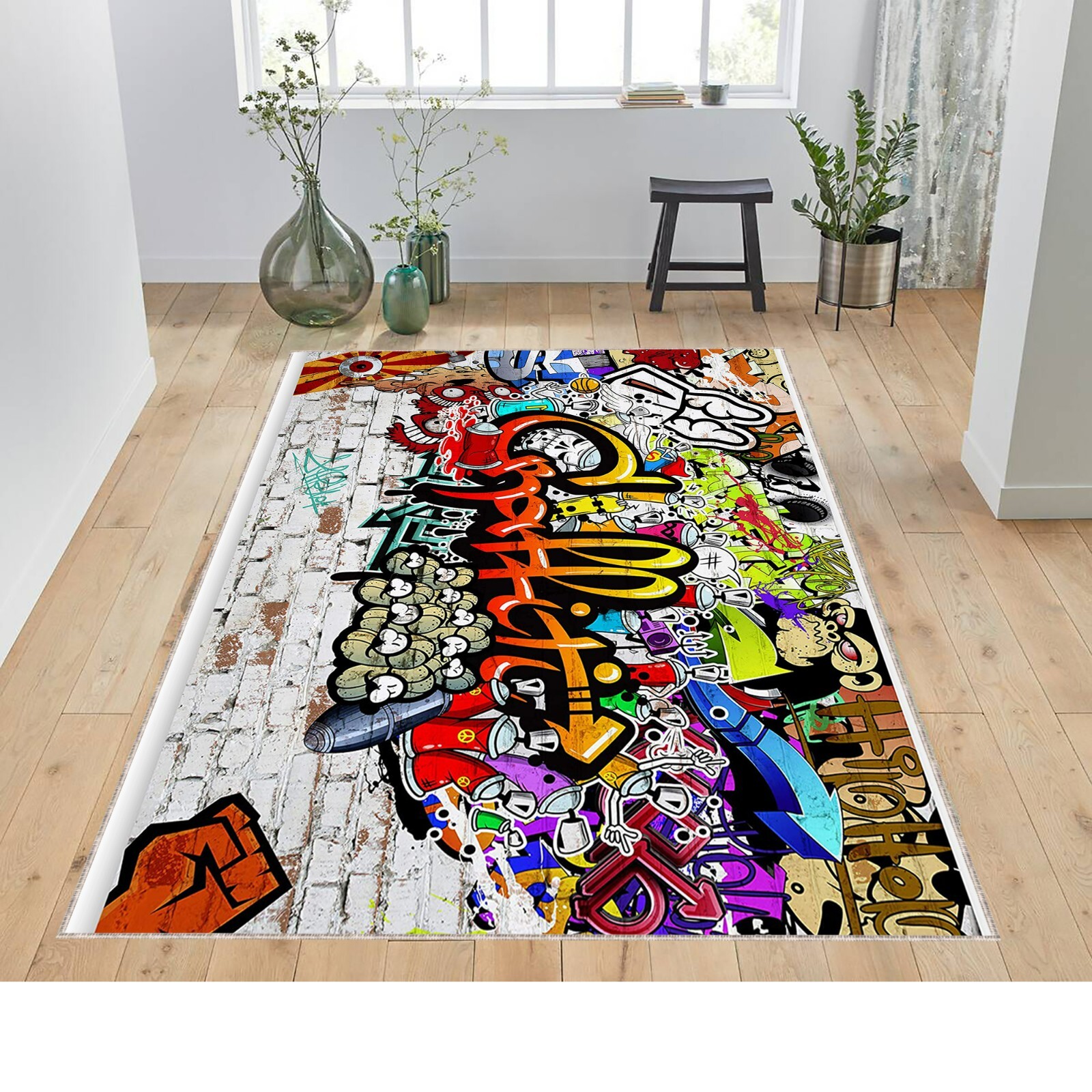 ラグ　good vibes only  グラフィティー　タフティング ラグ good vibes only グラフィティー タフティング ラグ good