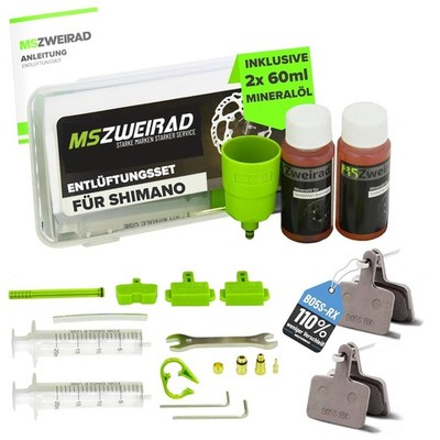 MSZweirad Entlüftungsset mit Öl + Shimano B05S Bremsbeläg