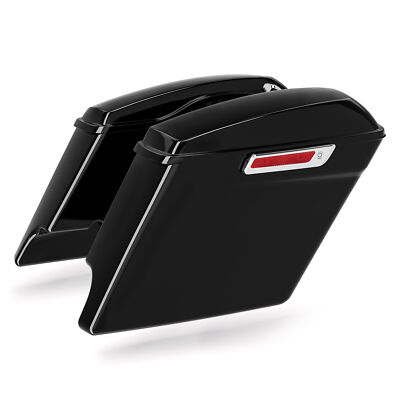 Vivid Black 5'' Stretched Extended Hard Saddlebags Fit For Harley Touring 14-24