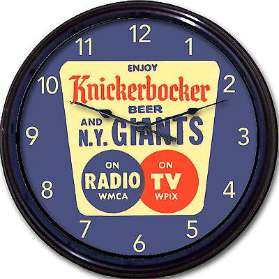 New York Giants Beer Coaster Wall Clock Knickerbocker Beer WMCA Radio WPIX TV 
