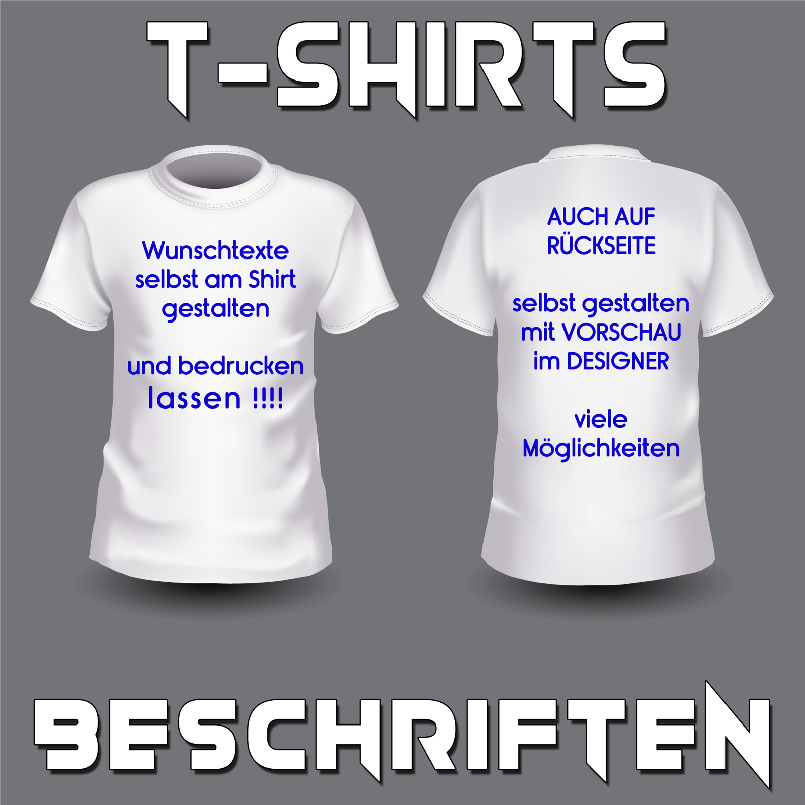 96 Schriftmotive HIER TSHIRT BESCHRIFTUNG selbst gestalten