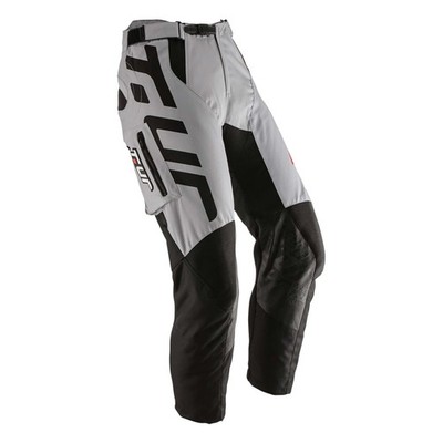 Pantaloni enduro moto T.UR P-THREE grigio chiaro / rosso fodera removibile