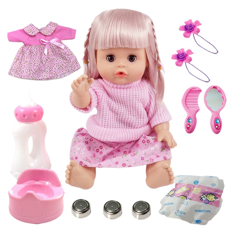 12inch Baby Girl Doll w/ Nursing Set Storytelling Doll Pretend Doll Toy for Kids