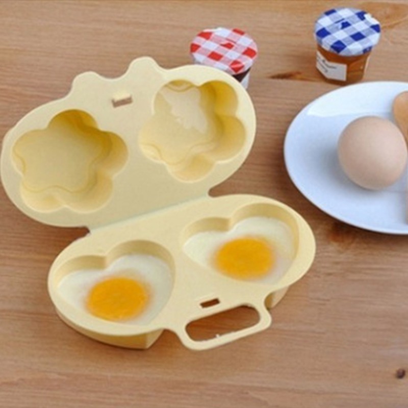 Egg Microwave Cooker Egg Poacher Microwave Egg Fryer with 2 Cavity Non-stick