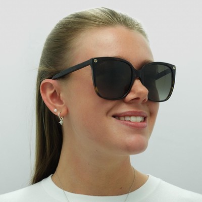 Pre-owned Gucci Sunglasses Gg0022s 003 Havana Gray Gradient In Brown